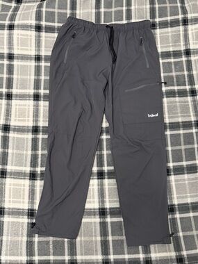 Baleaf Hiking Pants Gray Zip Pockets Drawstring Ankle Reflective Mens XL NWT